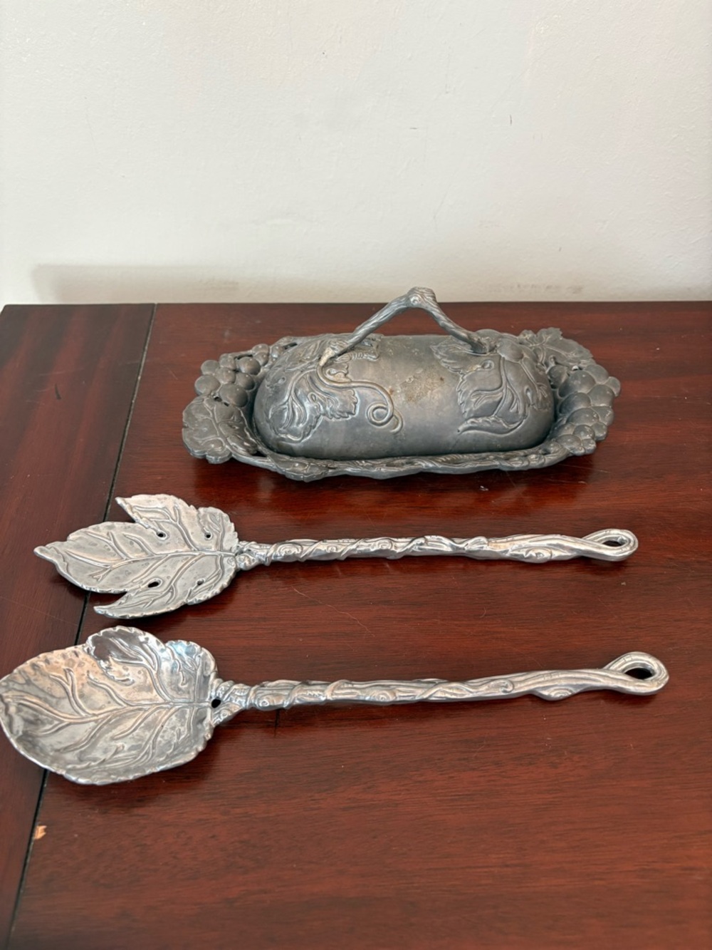 Arthur Court Vintage 2001 Aluminum Butter Dish & Lid - Grape Vines